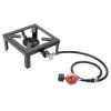 Outdoor Single Burner Portable Gas Stove Propane Cooker with Adjustable 0-20Psi Regulator Hose Camping Stove for Patio BBQ